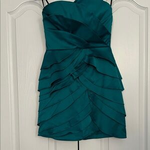 Gianni Bini Strapless Teal Ruffle Dress